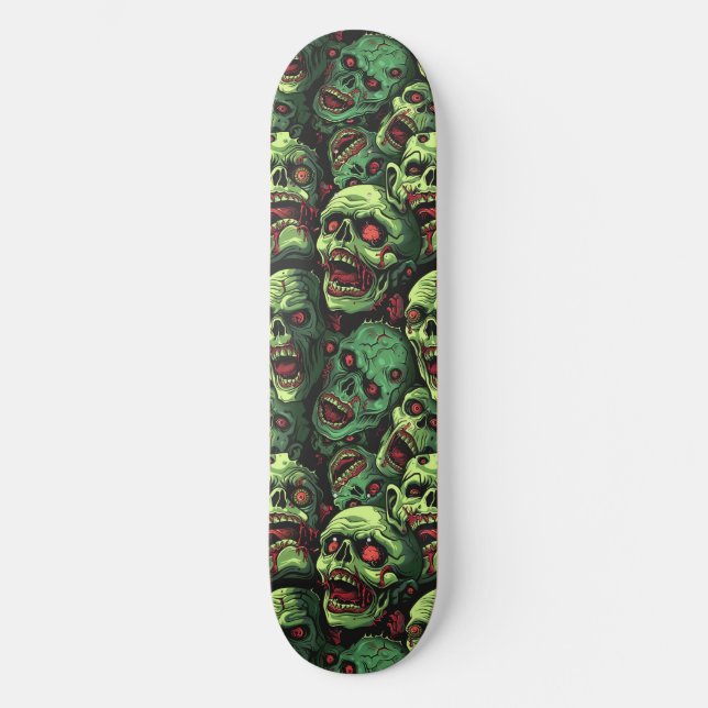 Grönt Zombie Spooky Halloween Skateboard (Framsida)