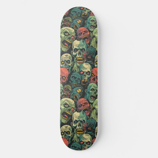 Grönt Zombie Spooky Halloween Skateboard (Framsida)