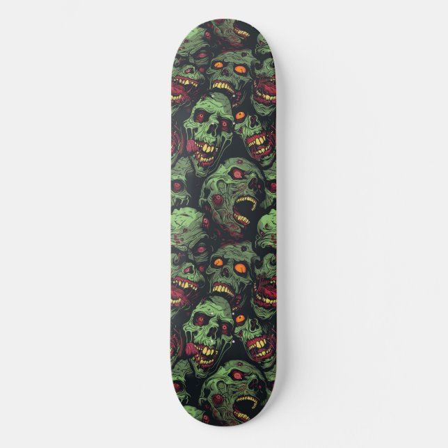 Grönt Zombie Spooky Halloween Skateboard (Framsida)