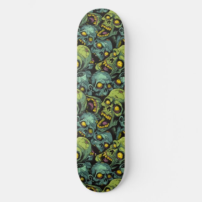 Grönt Zombie Spooky Halloween Skateboard (Framsida)