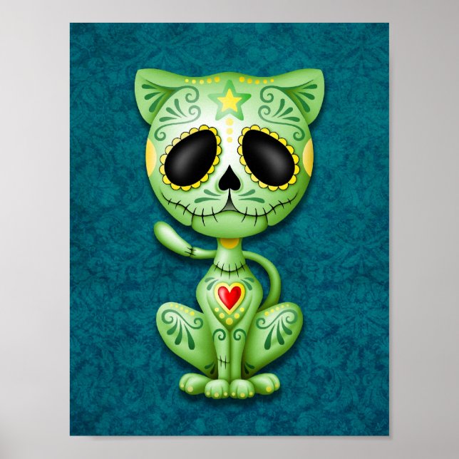 Grönt Zombie Sugar Kitten Poster (Framsidan)