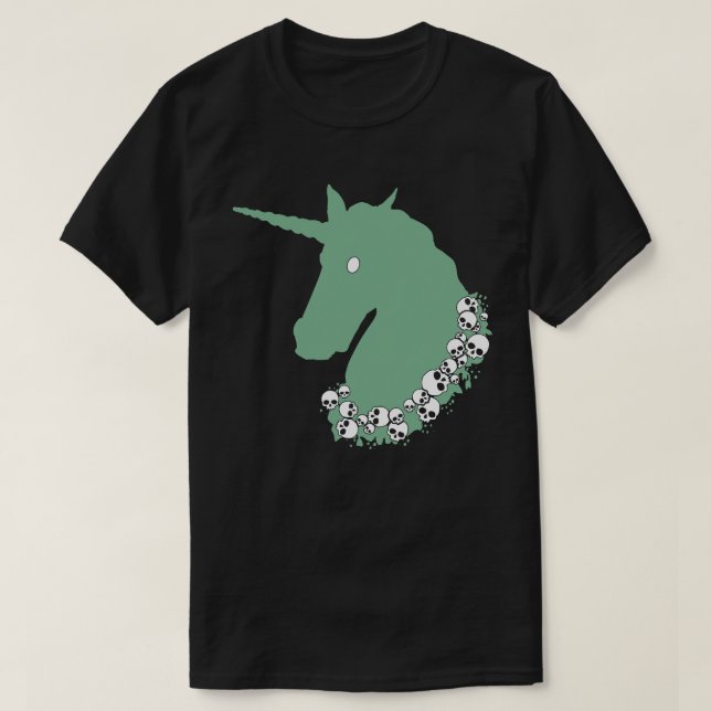 Grönt Zombie Unicorn T-Shirt (Design framsida)