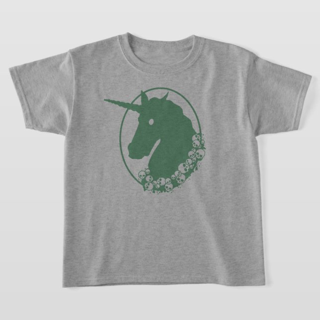 Grönt Zombie Unicorn T-Shirt (Laydown)
