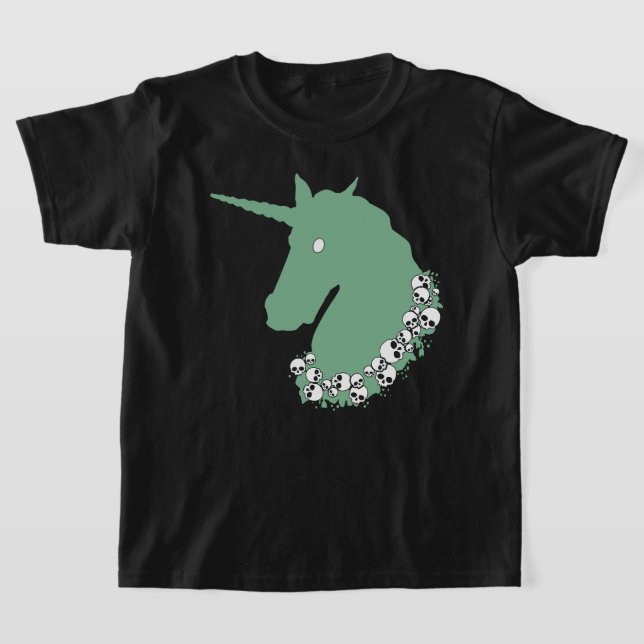 Grönt Zombie Unicorn T-Shirt (Laydown)