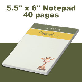 Gröntar för Cute giraffe-anpassade namn Anteckningsblock