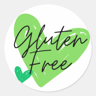 Gröntar för Gluten Free Hearts Runt Klistermärke