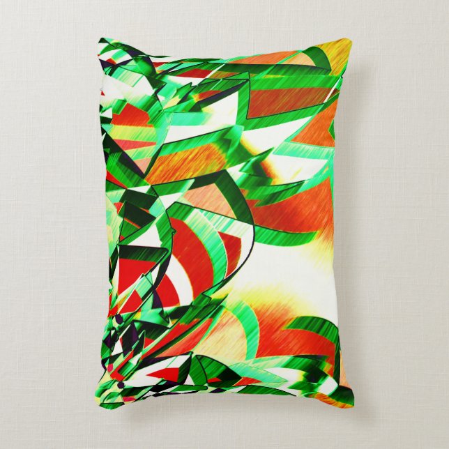 Gröntar, munstycken på orangens korallbakgrund prydnadskudde (Framsidan(Vertikal))