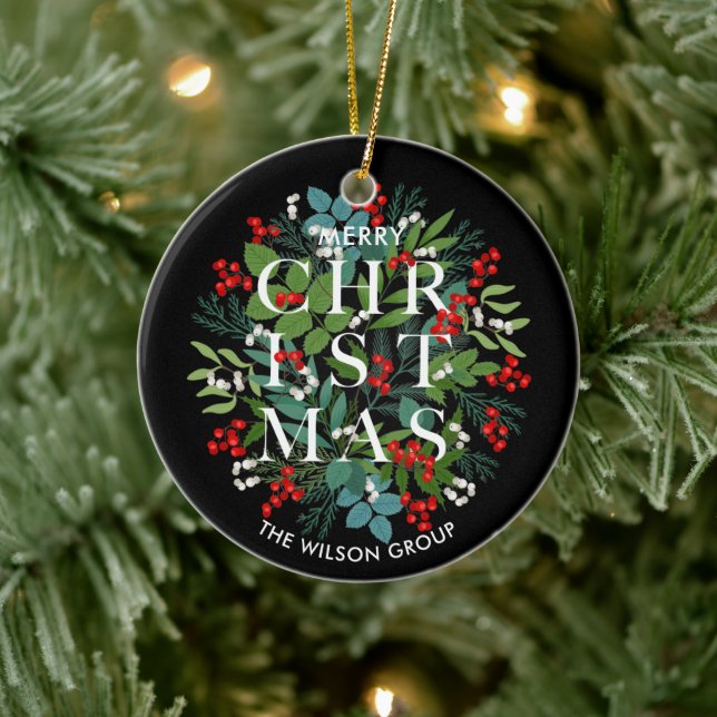 Gröntar och Berries på Black Julgransprydnad Keramik (Träd)