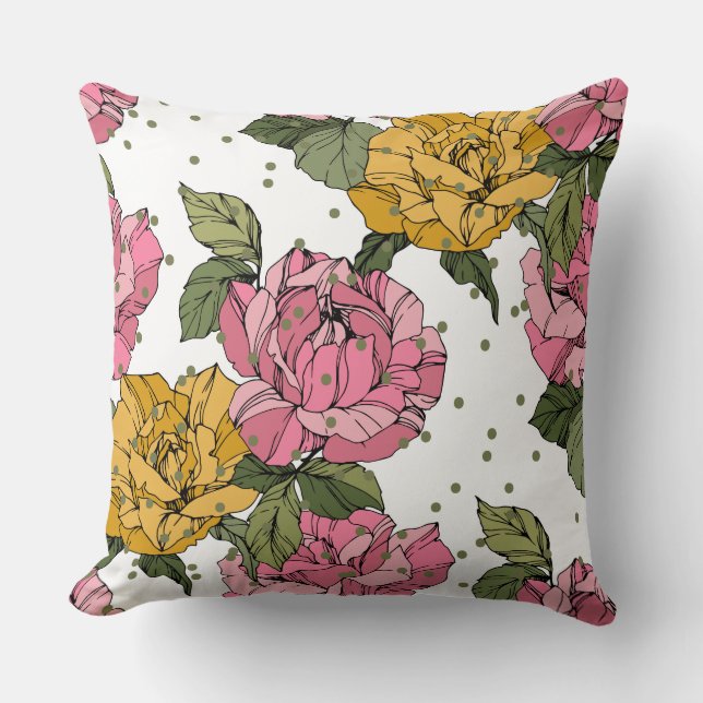 Gröntar vid vild vår blommigt bläck i kudde (Framsida)