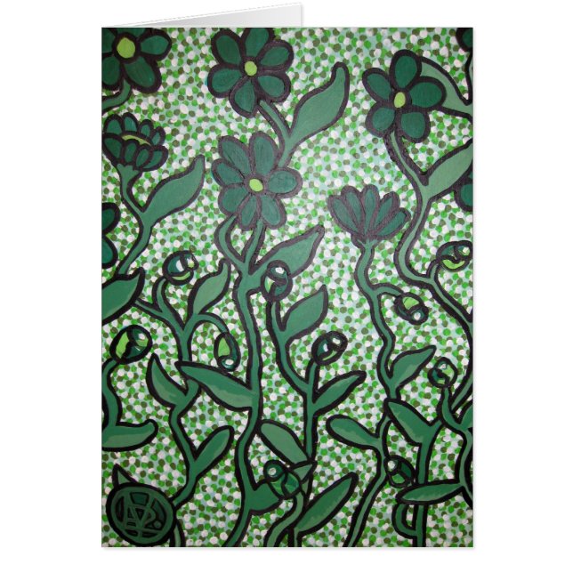 Gröntblommor Hälsningskort (Framsidan)
