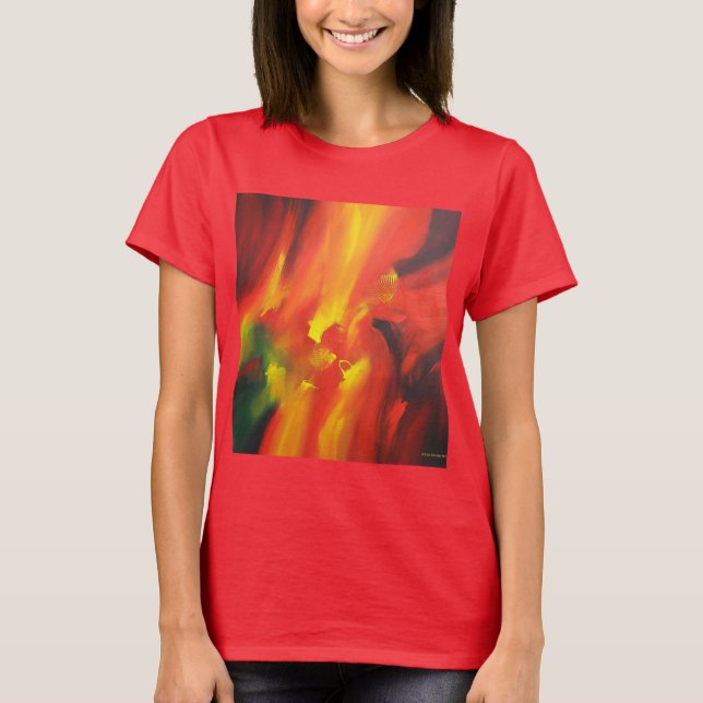 Grönten  Abstrakt Art Elegant vit för mallGult T Shirt (Framsida)