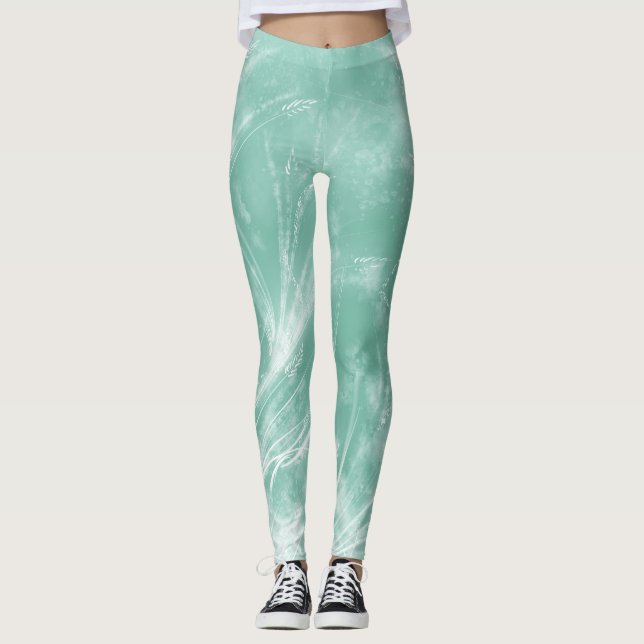 Grönten abstrakt Dandelions & Fireflies Leggings (Framsida)