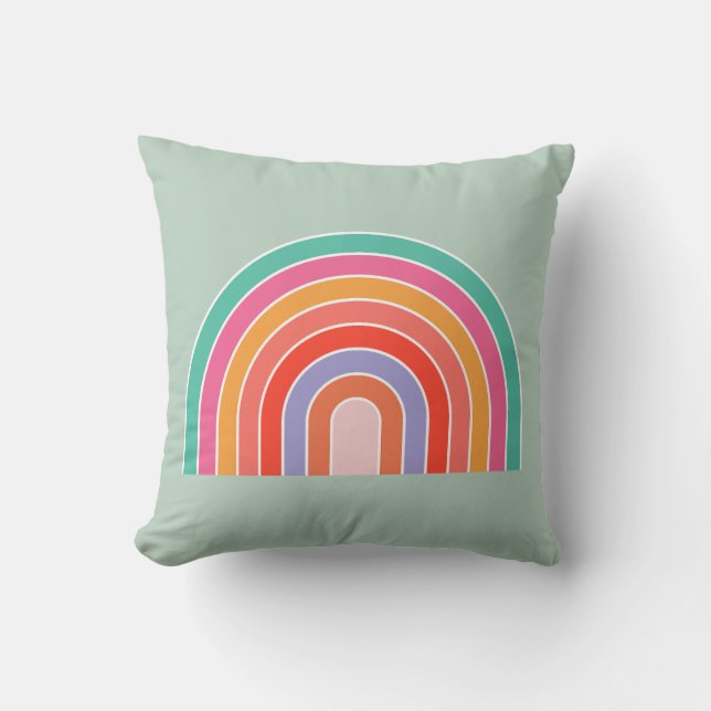 Grönten abstrakt Rainbow Colorful Modern Arch Mint Kudde (Framsida)