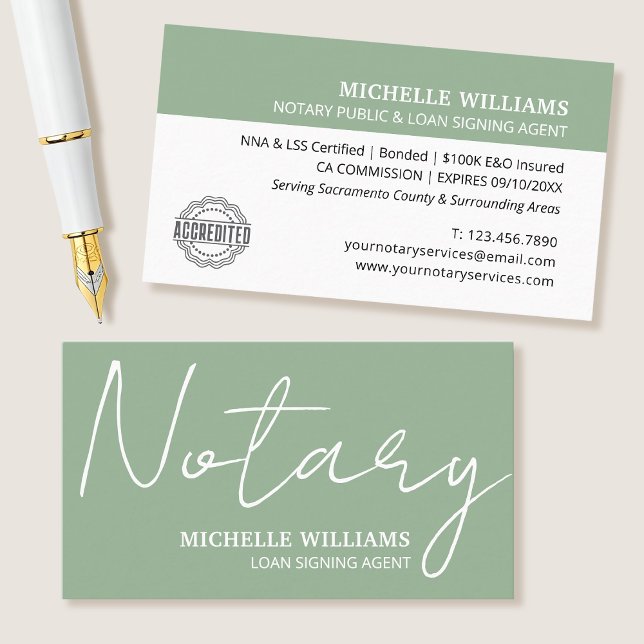 Grönten Agent Logotyp Sage för notary Loan Sigatio Visitkort (Skapare uppladdad)