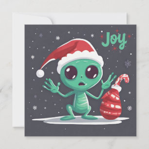 Grönten Alien, fin och fin jul Julkort