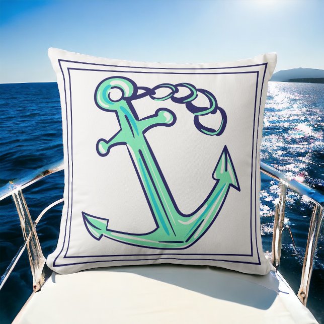 Grönten Anchor Nautical Boat Coastal Kudde (Skapare uppladdad)