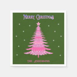 Grönten Anpassat namn för elegant Rosa Julgran Pappersservett