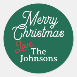 Grönten Anpassat namn för Red White Script God jul Runt Klistermärke