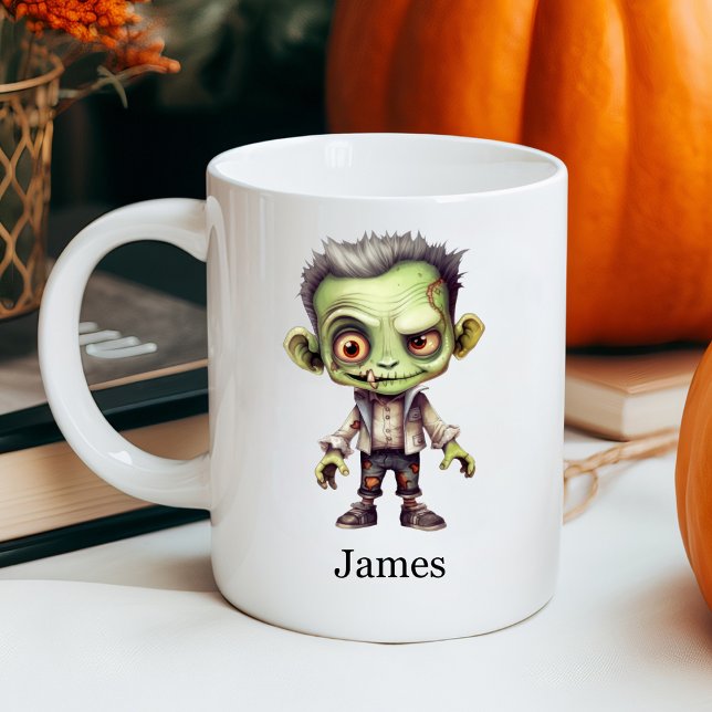 Grönten Anpassat namn Zombie Halloween Kaffemugg (Skapare uppladdad)