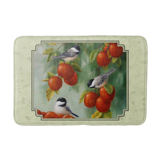 Grönten Apple Harvest Chickadees Badrumsmatta (Framsidan)
