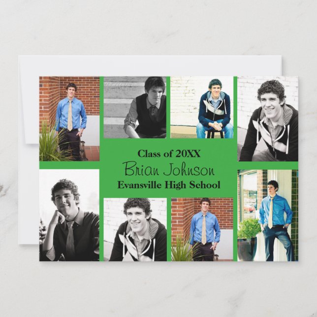 Grönten Åtta/nio foton - Grad-meddelande Inbjudningar (Framsida)