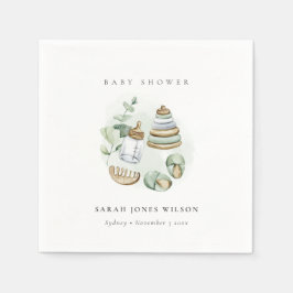 Grönten Baby Shower för Cute Nursery Essential Lea Pappersservett