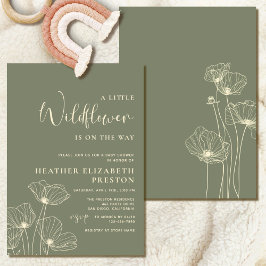 Grönten Baby Shower för Eleganten Little Wildblomm Inbjudningar