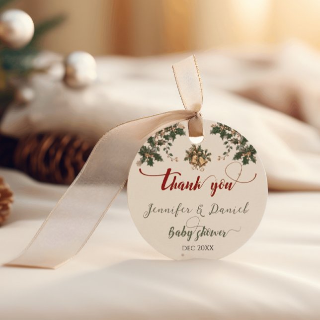 Grönten Baby Shower för jultomten Baby, rödfärgad  Gåvor Etiketter (Skapare uppladdad)