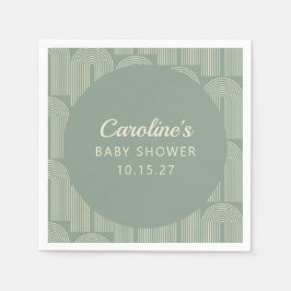 Grönten Baby Shower för modern Arch Line Art Sage  Pappersservett