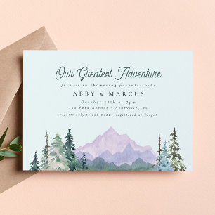 Grönten Baby Shower för Rustic Mountain Forest Äve Inbjudningar
