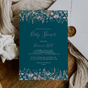 Grönten Baby Shower för sommarblommans Multifärgad Inbjudningar