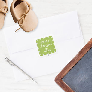Grönten Baby Shower för välkomstskylt Fyrkantigt Klistermärke