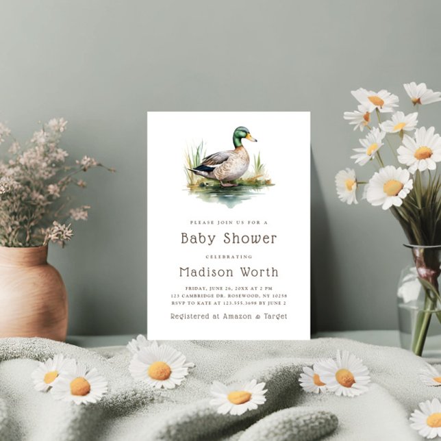 Grönten Baby Shower på Mallard Anka Inbjudningar (Skapare uppladdad)