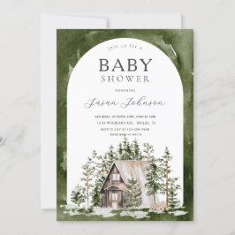 Grönten Babykläder för Cabin Theme Forest Woodland Inbjudningar