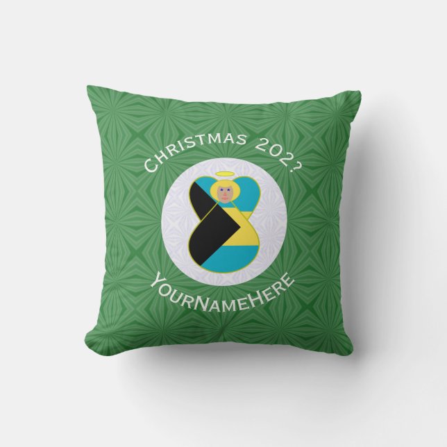 Grönten Bahamas Flagga Angel Jul  Kudde (Framsida)