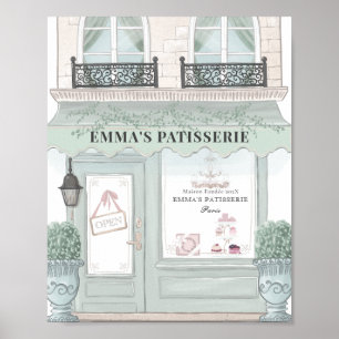 Grönten Bakdroppe i fransk Bakery Cafe Patisserie Poster