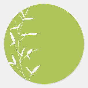Grönten Bamboo Silhouette-bakgrundsmall Runt Klistermärke