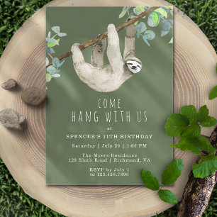 Grönten Barns födelsedag Party i den berömda Sloth Inbjudningar