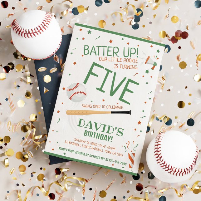 Grönten Baseball Birthday Inbjudningar (Skapare uppladdad)