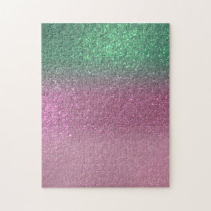 Grönten Berry Rosa Glitter Ombre med liten Sjöjung Pussel