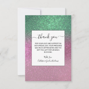 Grönten Berry Rosa Glitter Ombre med liten Sjöjung Tack Kort