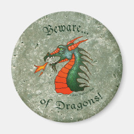 Grönten Beware Dragons Stone Magnet
