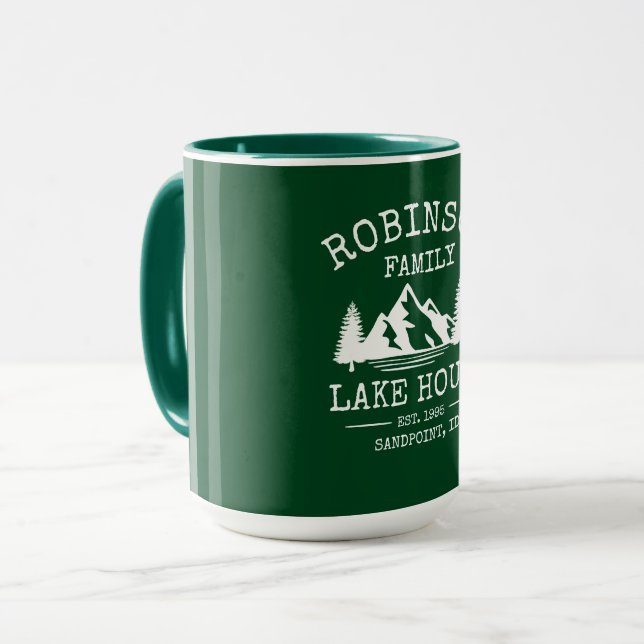 Grönten Big Namn Sjö House Träd Forest  Mugg (Framsida vänster)