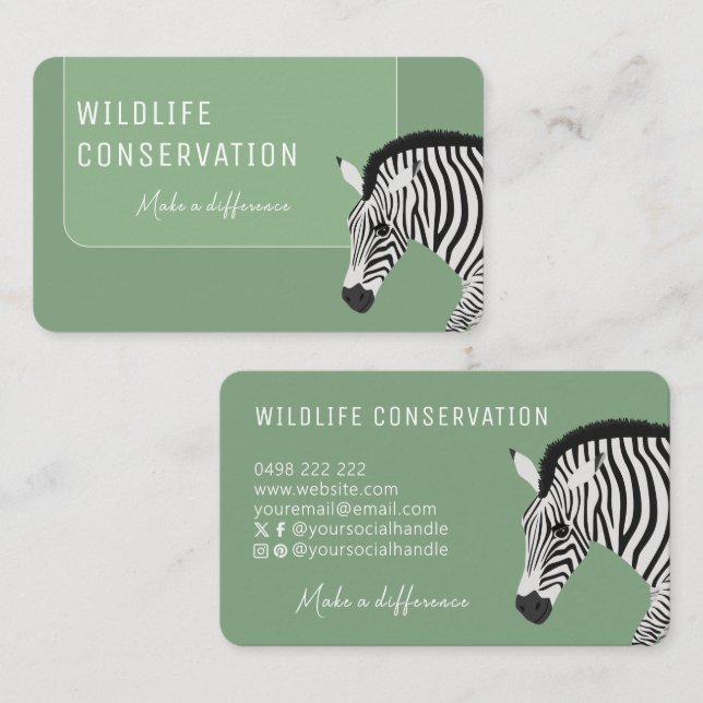 Grönten Black and White Stripe Zebra Visitkort (Fram/baksida)