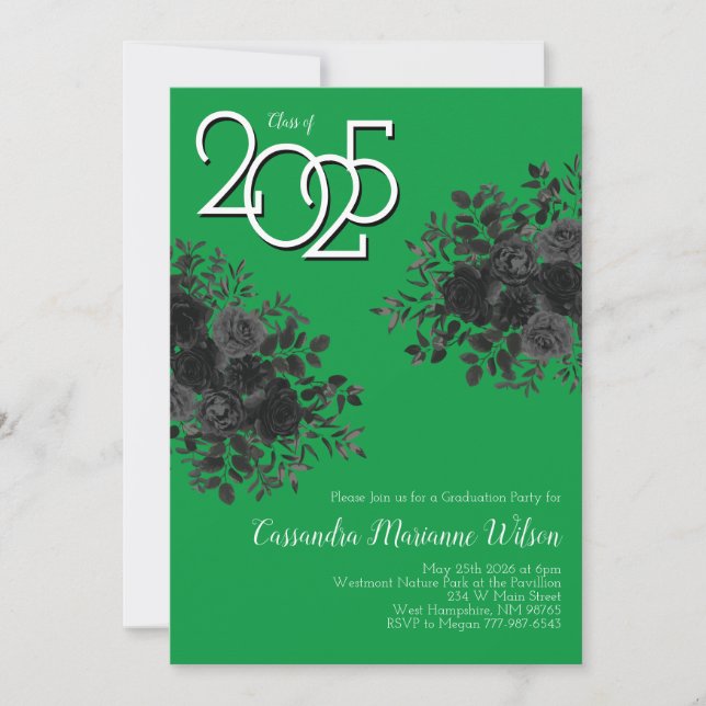 Grönten Black Ro Mörk Gothic Studentfest Inbjudningar (Framsida)