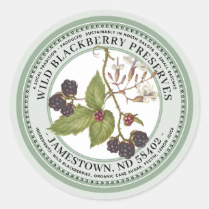Grönten Blackberry Preserve Label Sylt 1930 Runt Klistermärke