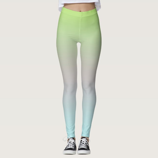 Grönten Blått Rosa för Bright Pastel Färg-övertoni Leggings (Framsida)