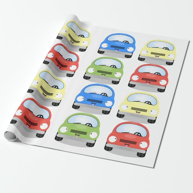 Grönten Blått tecknad i gulten Cute Red mönster Presentpapper (Utrullad)