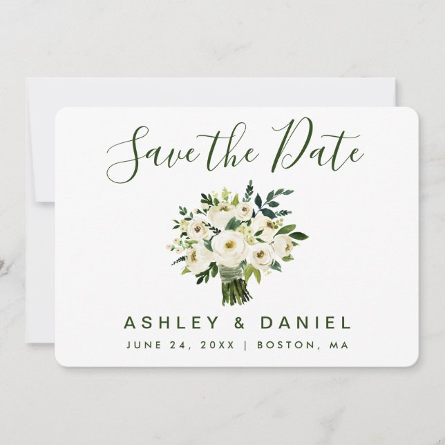 Grönten Blommigt för modern vattenfärg Spara datum Datumet (Framsida)