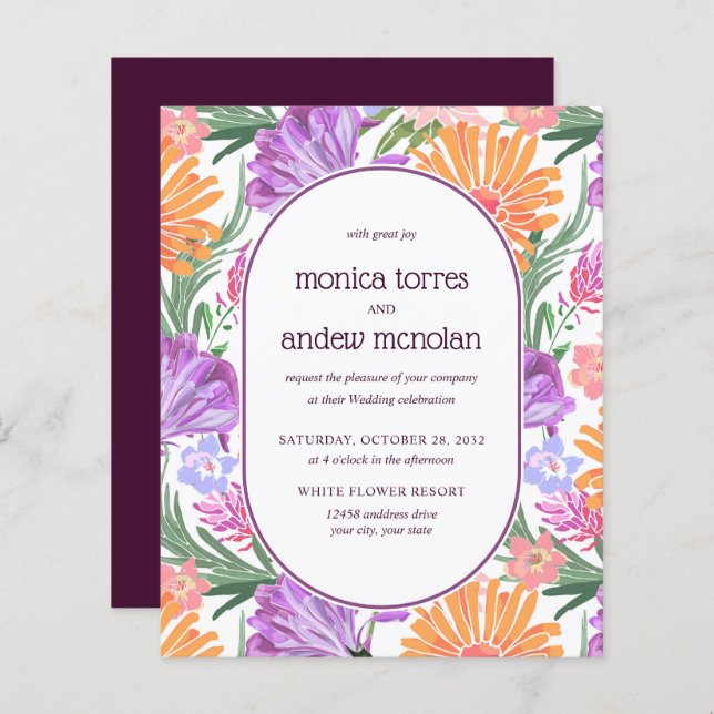 Grönten Blommigt för Orange i Bright Gult Vår bröl (Fram/baksida)